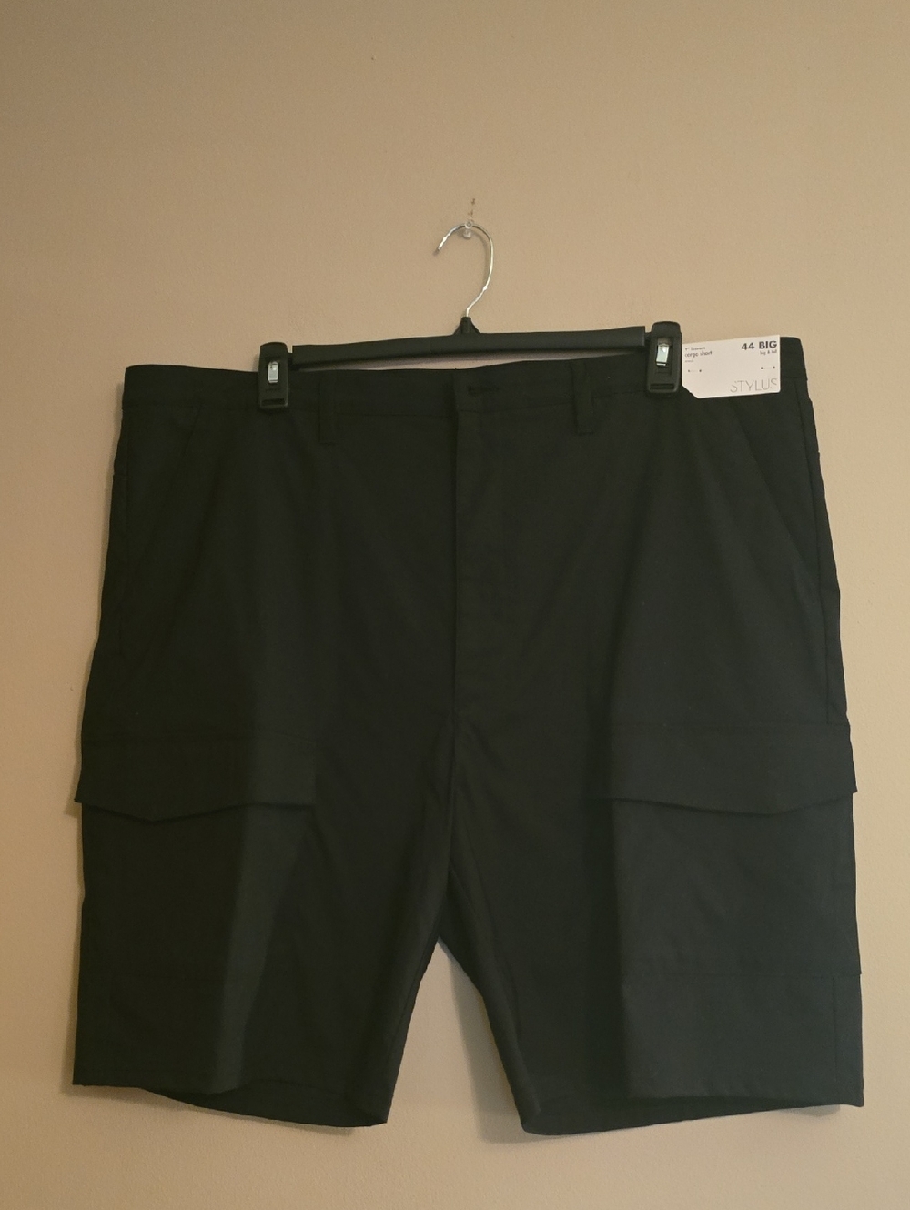 New Stylus Men's Size 44 Big Black Cargo Dress Shorts‎